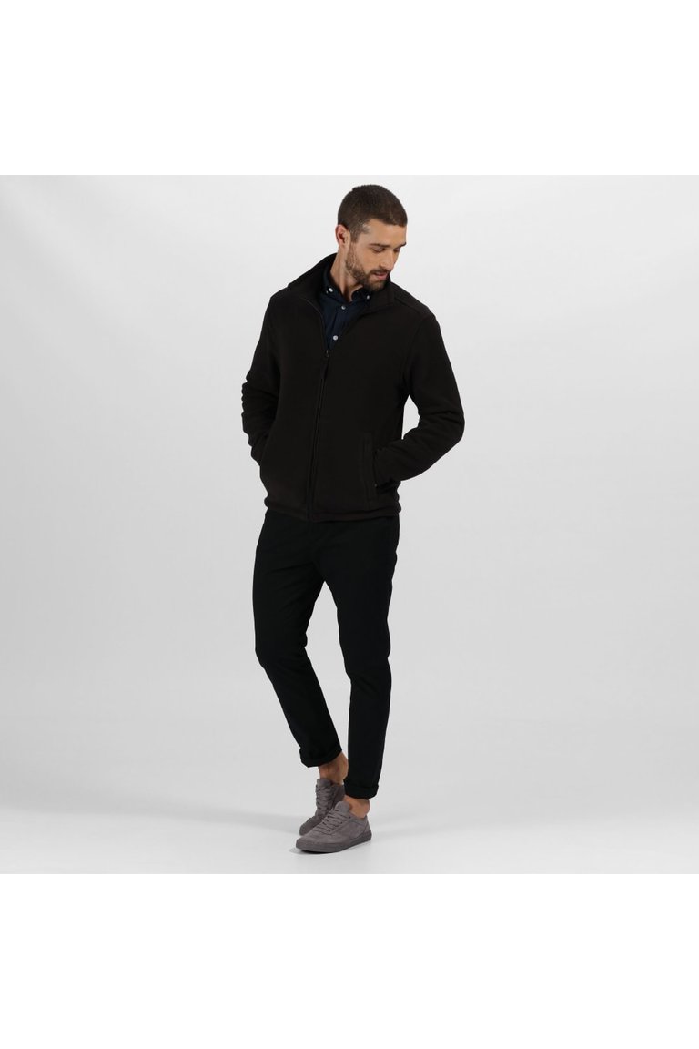 Mens Plain Micro Fleece Full Zip Jacket - Black - Black