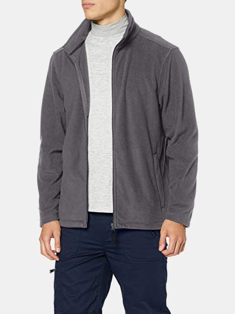 Mens Plain Micro Fleece Full Zip Jacket - Seal Grey