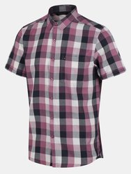 Mens Ryker Checked Short-Sleeved Shirt - Mauve