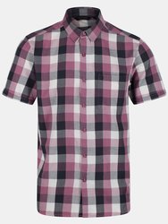 Mens Ryker Checked Short-Sleeved Shirt - Mauve