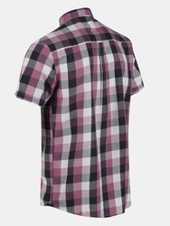 Mens Ryker Checked Short-Sleeved Shirt - Mauve