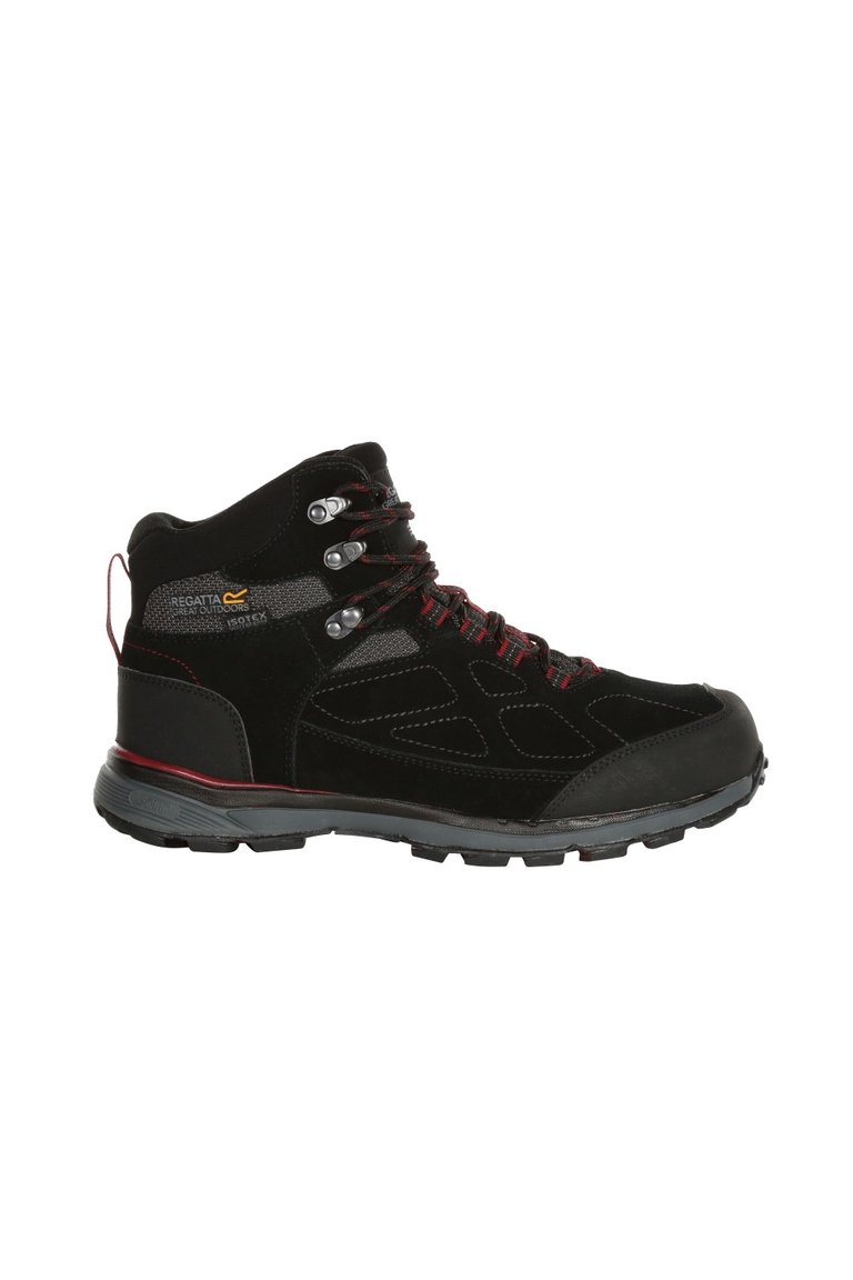 Mens Samaris Suede Hiking Boots - Black/Dark Red - Black/Dark Red