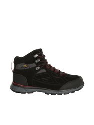 Mens Samaris Suede Hiking Boots - Black/Dark Red - Black/Dark Red