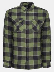 Mens Shelford Checked Padded Jacket - Green