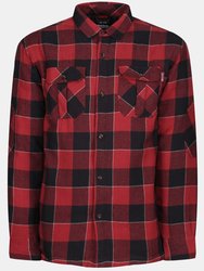 Mens Shelford Checked Padded Jacket - Red