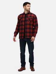 Mens Shelford Checked Padded Jacket - Red