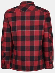 Mens Shelford Checked Padded Jacket - Red