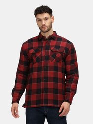 Mens Shelford Checked Padded Jacket - Red