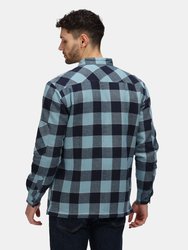 Mens Shelford Checked Padded Shirt - Blue