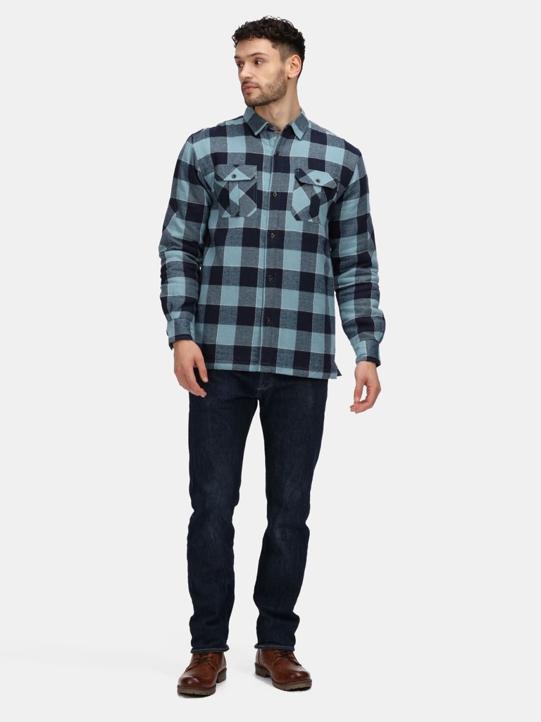 Mens Shelford Checked Padded Shirt - Blue - Blue