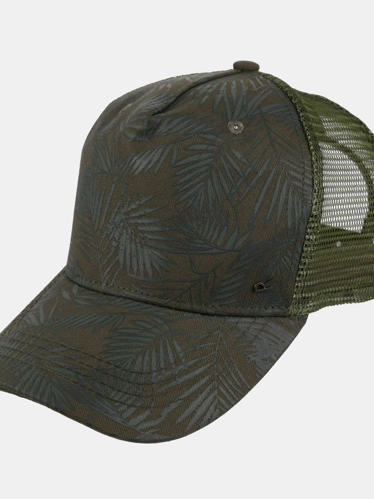 Mens Tassian Palm Print Trucker Cap - Capulet