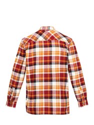 Mens Thamos Checked Long-Sleeved Shirt - Cathay Spice