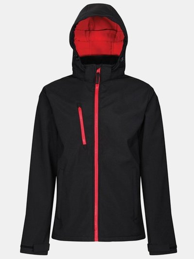 Regatta Mens Venturer Hooded Soft Shell Jacket - Black/Classic Red product