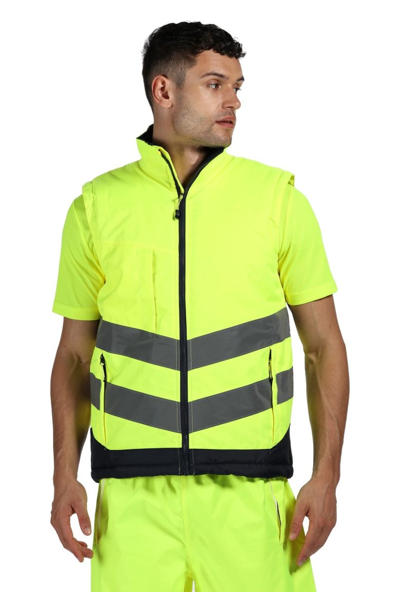 Professional Mens Hi Vis Pro Vest - Yellow/Navy - Yellow/Navy