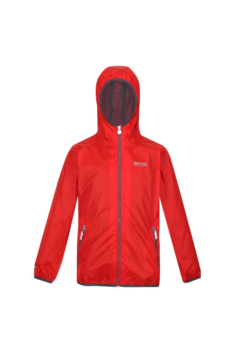 Regatta Great Outdoors Childrens/Kids Lever II Packaway Rain Jacket (Fiery Red) - Fiery Red