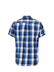 Regatta Mens Ryker Checked Short-Sleeved Shirt (Lapis Blue)