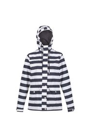 Regatta Womens/Ladies Bayarma Striped Lightweight Waterproof Jacket - Navy / White