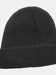 Unisex Fully Ribbed Winter Watch Cap / Hat - Black - Black