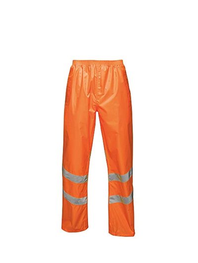 Regatta Unisex Hi Vis Pro Reflective Packaway Work Over Trousers - Orange product