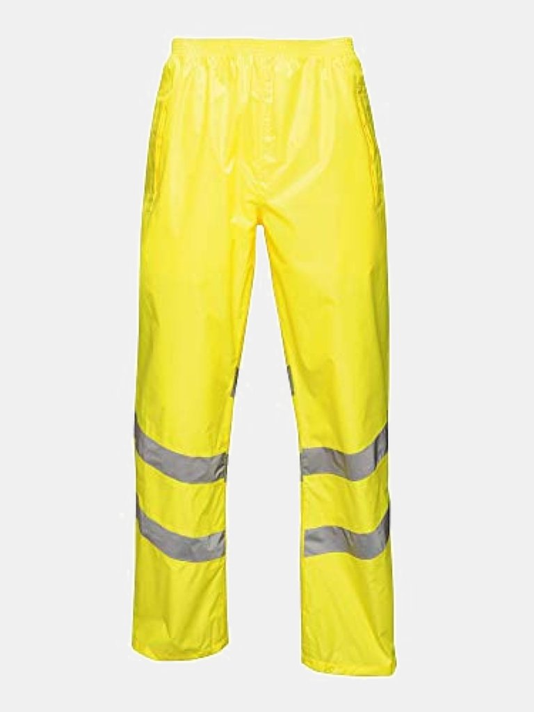Unisex Hi Vis Pro Reflective Packaway Work Over Trousers - Yellow - Yellow