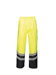 Unisex Hi Vis Pro Reflective Work Over Trousers - Yellow/Navy - Yellow/Navy