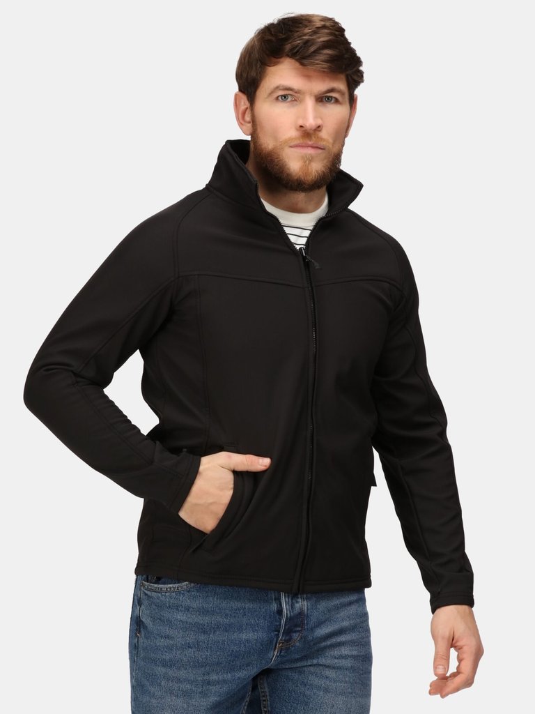 Uproar Mens Softshell Wind Resistant Fleece Jacket - All Black 