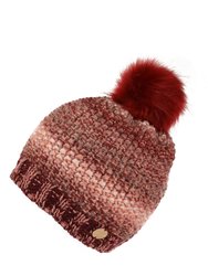 Women's Frosty V Knitted Beanie - Claret Red - Claret Red
