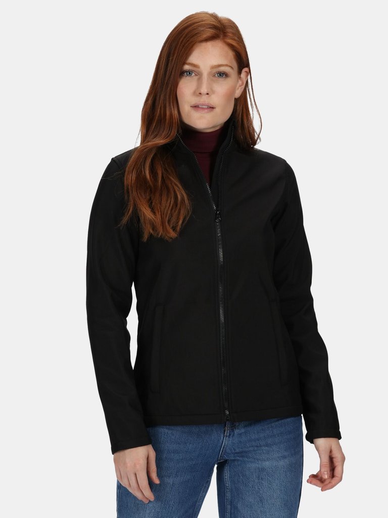 Womens/Ladies Ablaze Printable Softshell Jacket - Black/Black - Black/Black