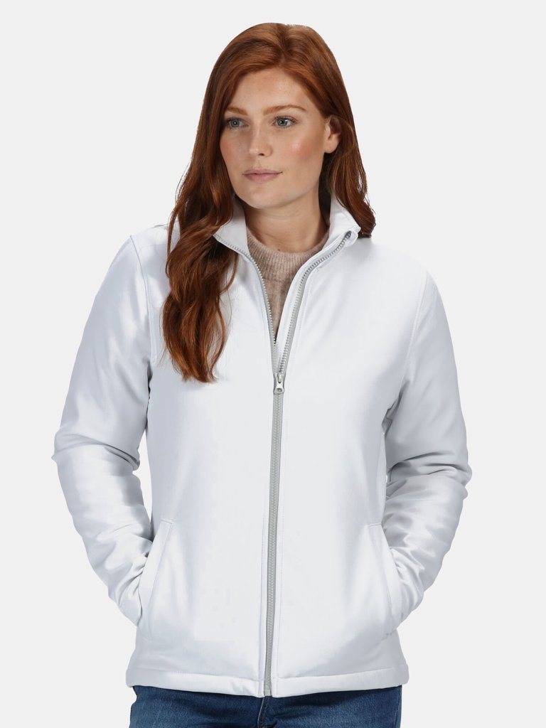 Womens/Ladies Ablaze Printable Softshell Jacket - White - White Light Steel