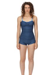 Womens/Ladies Aceana Bikini Shorts - Navy Tile - Navy Tile