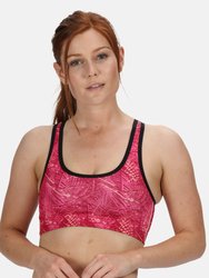 Womens/Ladies Asana Sports Bra - Hot Pink Print - Hot Pink Print