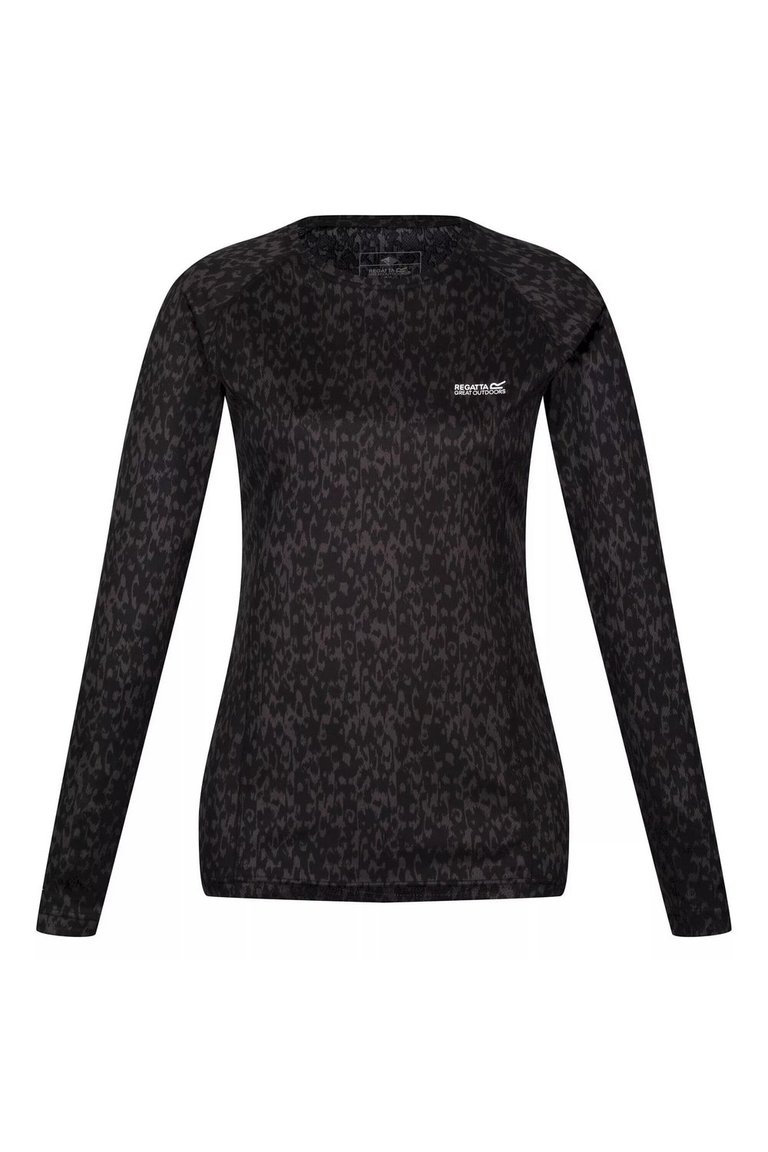 Womens/Ladies Bampton Printed Long-Sleeved T-Shirt - Black
