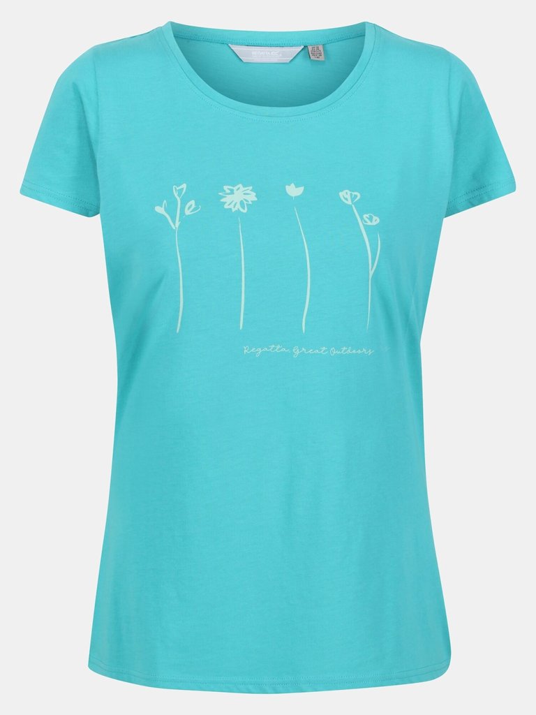 Womens/Ladies Breezed II Flower T-Shirt - Turquoise