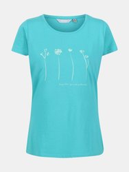 Womens/Ladies Breezed II Flower T-Shirt - Turquoise