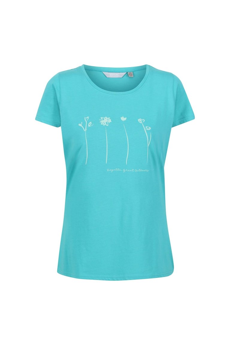Womens/Ladies Breezed II Flower T-Shirt - Turquoise