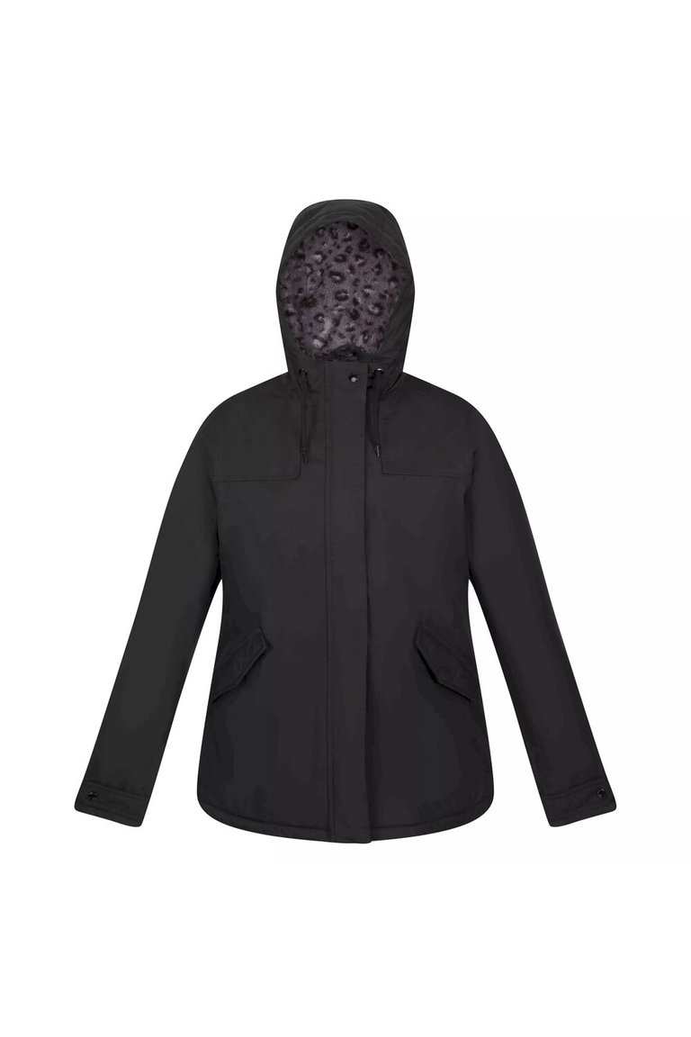 Womens/Ladies Bria Faux Fur Lined Waterproof Jacket - Black - Black