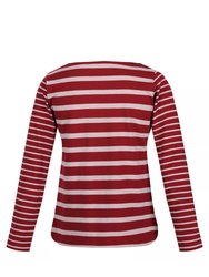 Womens/Ladies Farida Striped Long-Sleeved T-Shirt - Cabernet/Lilac Chalk
