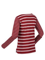 Womens/Ladies Farida Striped Long-Sleeved T-Shirt - Cabernet/Lilac Chalk