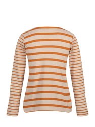 Womens/Ladies Farida Striped Long-Sleeved T-Shirt - Moccasin Brown/Copper