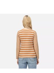 Womens/Ladies Farida Striped Long-Sleeved T-Shirt - Moccasin Brown/Copper