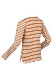 Womens/Ladies Farida Striped Long-Sleeved T-Shirt - Moccasin Brown/Copper