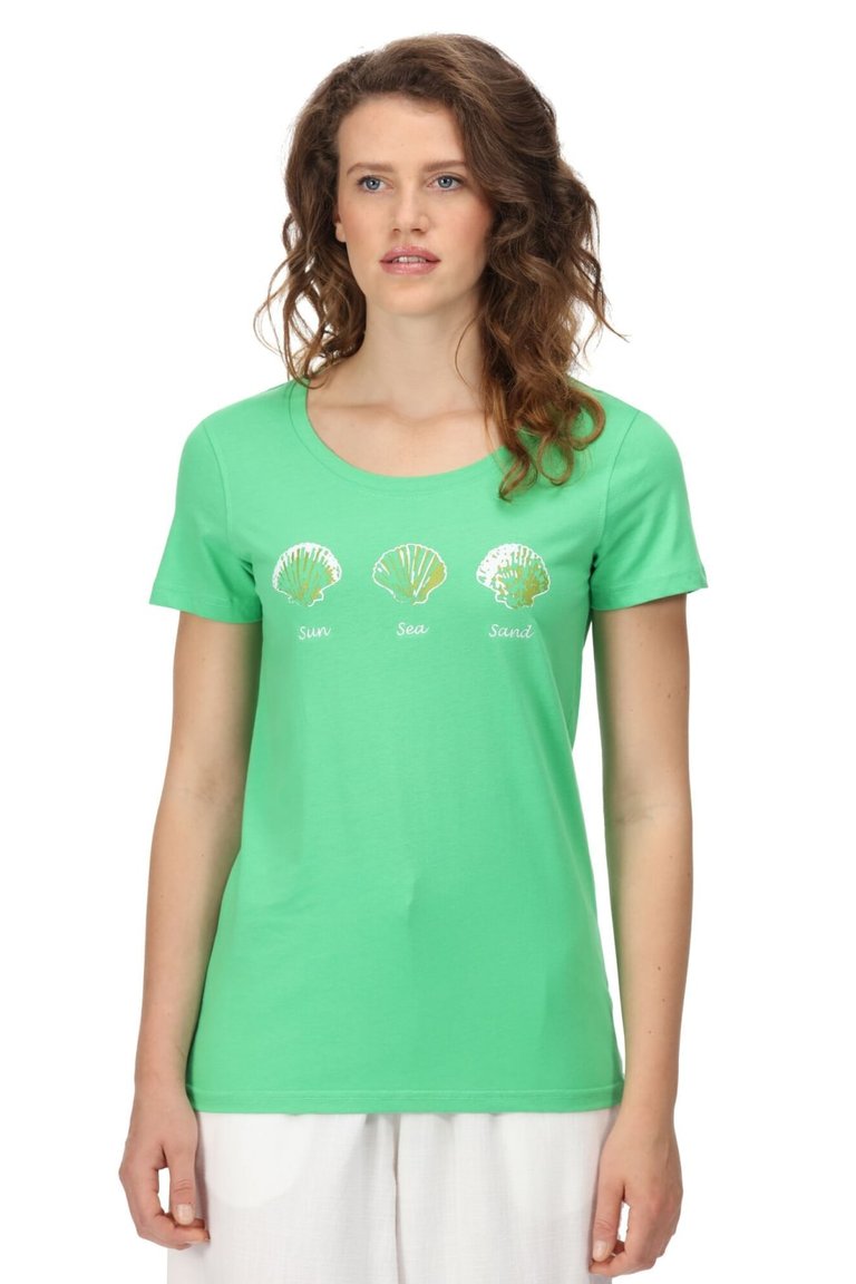 Womens/Ladies Filandra VI Seashells T-Shirt - Vibrant Green - Vibrant Green
