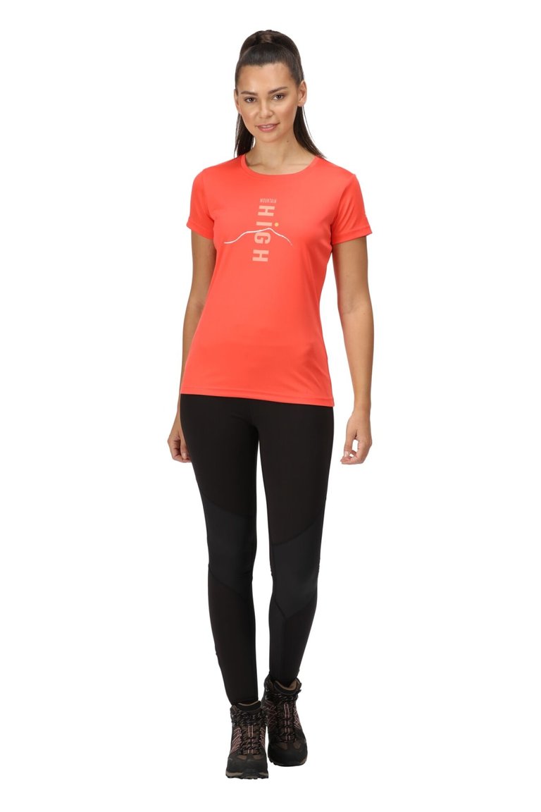 Womens/Ladies Fingal VI Mountain T-Shirt - Neon Peach - Neon Peach