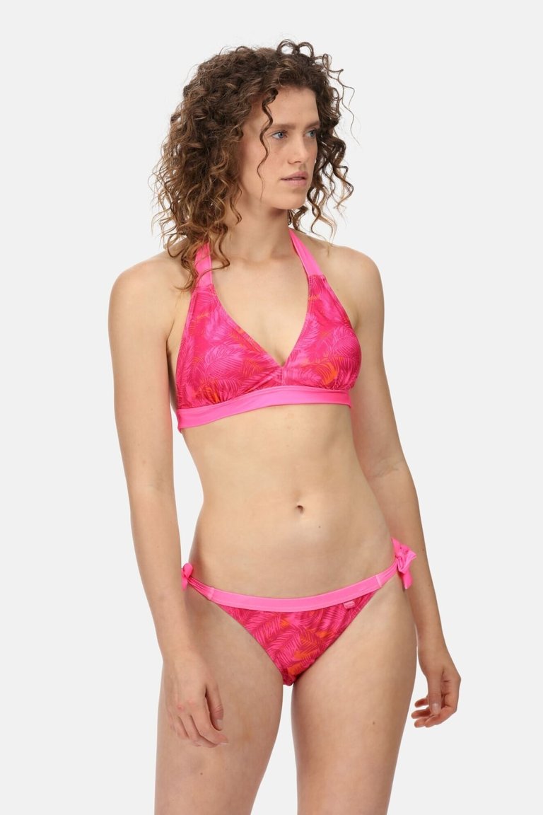 Womens/Ladies Flavia Palm Leaf Bikini Top - Fusion Pink