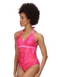 Womens/Ladies Flavia Polka Dot One Piece Swimsuit - Pink Fusion - Pink Fusion