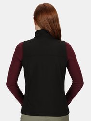 Womens/Ladies Flux Softshell Bodywarmer / Sleeveless Jacket - All Black