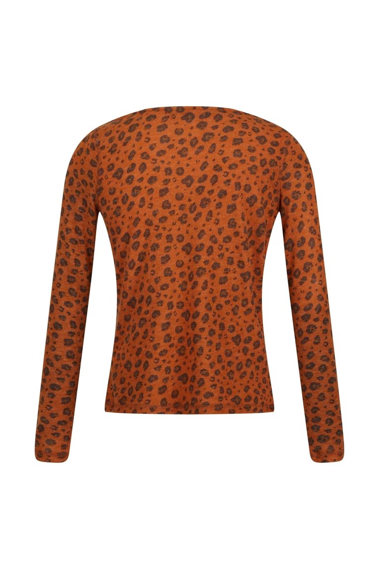 Womens/Ladies Frayda Leopard Print Cowl Neck Top