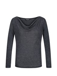 Womens/Ladies Frayda Long Sleeved T-Shirt - Navy/Silver