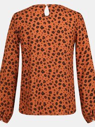 Womens/Ladies Hadria Animal Print Blouse - Copper Almond