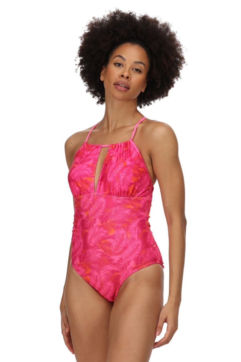 Womens/Ladies Halliday One Piece Bathing Suit - Pink Fushion